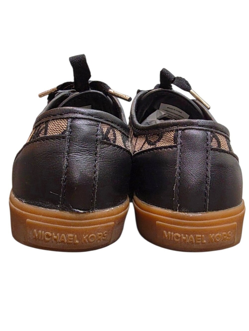 Michael Kors MK Logo Monogram Canvas Leather Sneakers Brown Black Size 6M - Picture 3 of 6